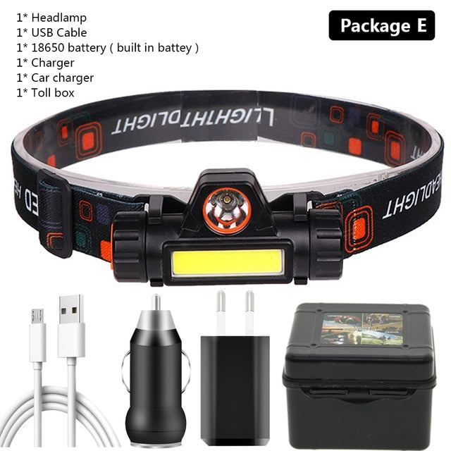 Head Lamp Headlight Waterproof Rechargeable